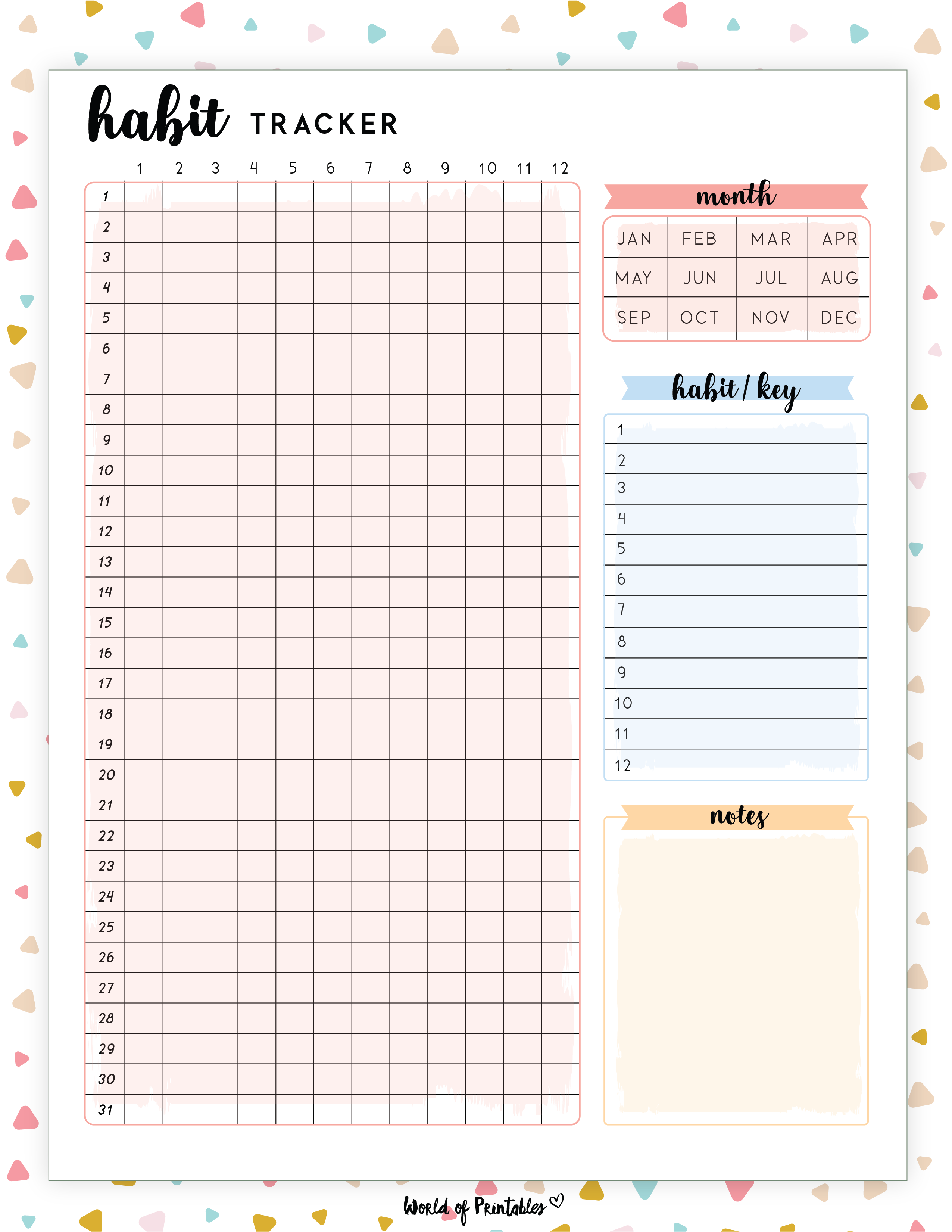 habit tracker templates - world of printables